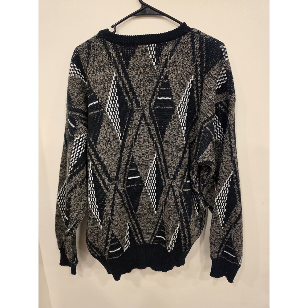 Vintage Sasson Geometric Knit Sweater Men's Large Streetwear Coogi Style Dadcore - Picture 3 of 3